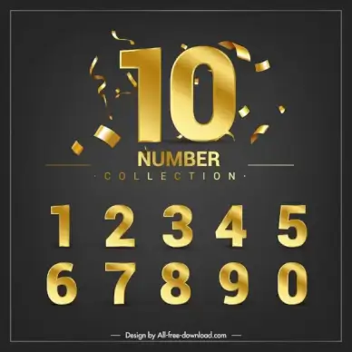 numbers background dynamic confetties luxury golden decor