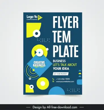 objects flyer template flat elegant geometry 