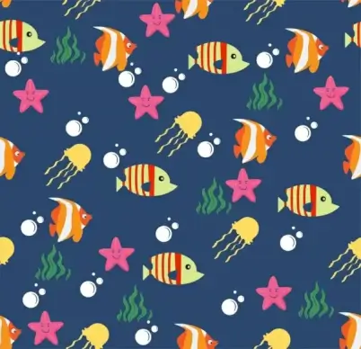 ocean animals background colorful repeating decoration