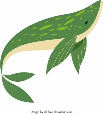 ocean creature painting swimming whale icon colored sketch