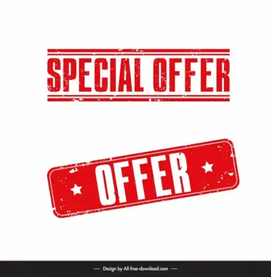 offer stamp templates flat classical rectangle shape