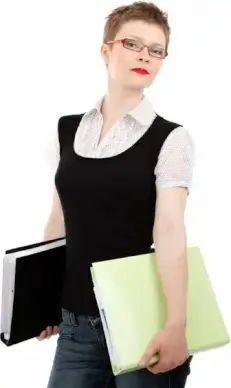 office woman with glasses