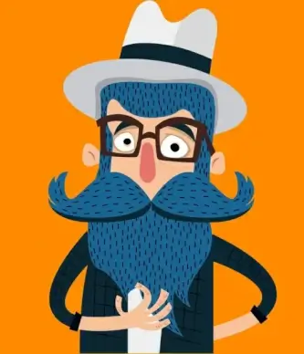 old beard moustache man icon colored cartoon design