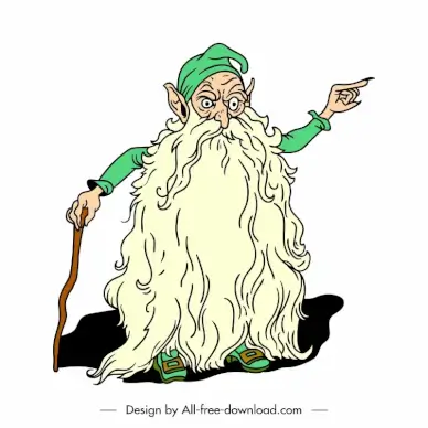 old gnome icon flat handdrawn cartoon character outline 