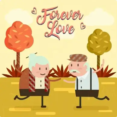 old love background cute aged couple retro design