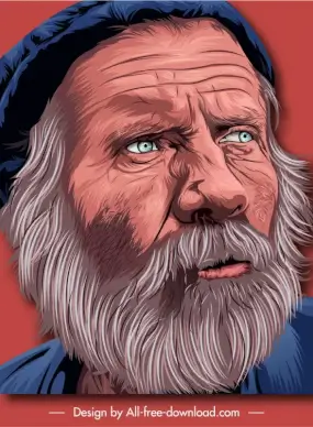 old man portrait realistic handdrawn cartoon sketch