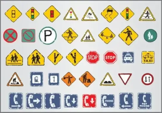 old traffic signs icon 03 vector