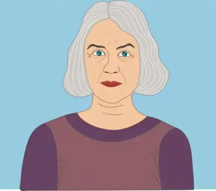 old woman portrait painting colored cartoon character