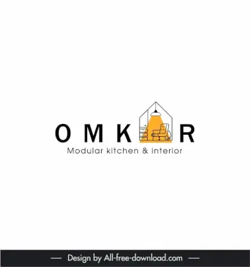omkar logo template flat house furniture texts decor