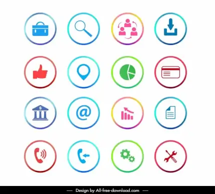 online advertising icons modern elegant flat circle isolation 