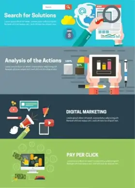 online business development elements illustration in webpage banners