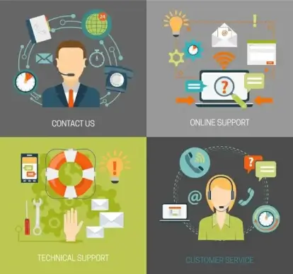 online customer service concepts design in flat color