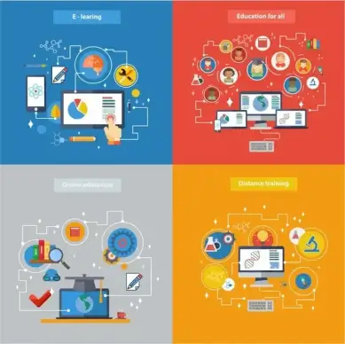 online education concepts illustration with colorful infographic style