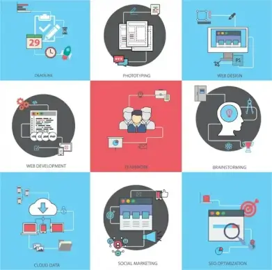 online marketing concepts isolated with working elements