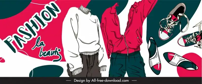 online shop promotional facebook post dynamic clothes shoes sketch
