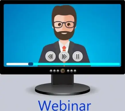 online training concept computer screen male teacher icon