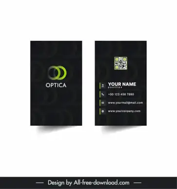 optical business card template elegant dark plain 