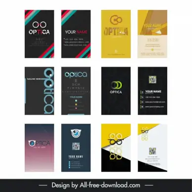 optical business card templates collection elegant modern