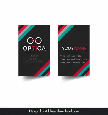 optical business card templates modern dark stripes