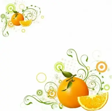 Orange fruit and swirls