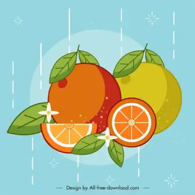 orange fruit background colorful classic handdrawn sketch