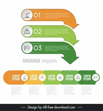 orange infographic template arrows shapes tags connection