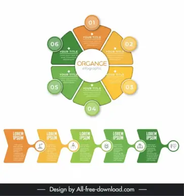 orange infographic template symmetric geometric sections