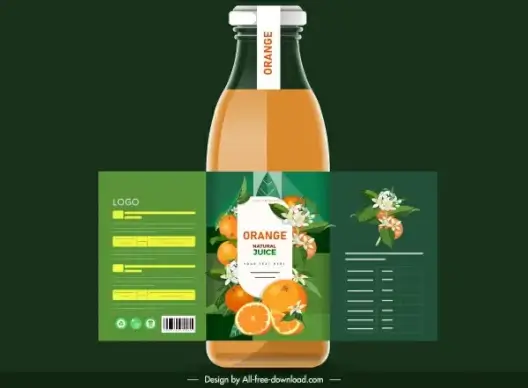 orange juice bottle template colorful modern fruits floral