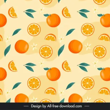 orange pattern template elegant flat orange slices leaf flower