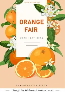orange tree banner colorful fruits flower decor