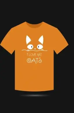 orange tshirt design cat face calligraphy decoration