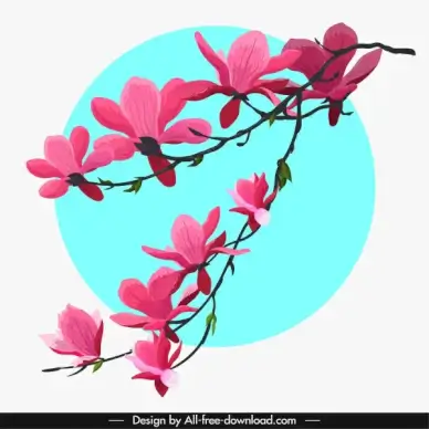orchid flower painting colored classical decor branch sketch