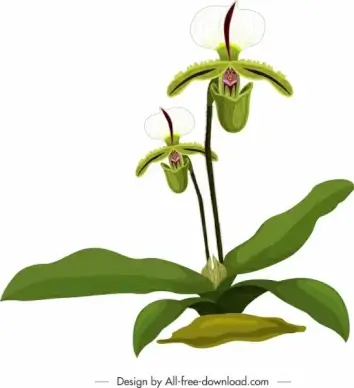 orchid painting bright green white design