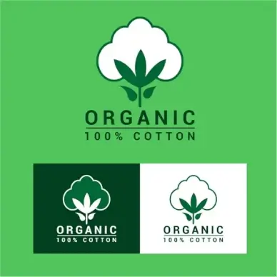 organic cotton lables tree design on bright background