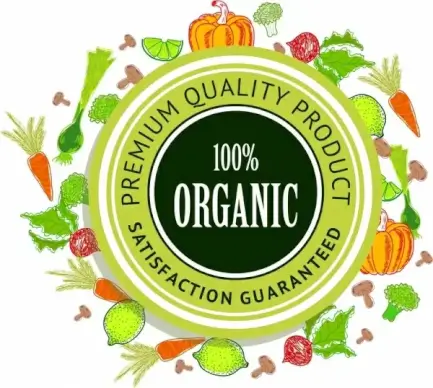 organic food promotion background circle stamp decor