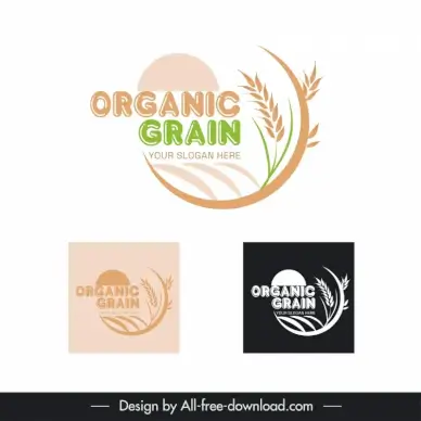 organic grain logo flat classic wheat sun