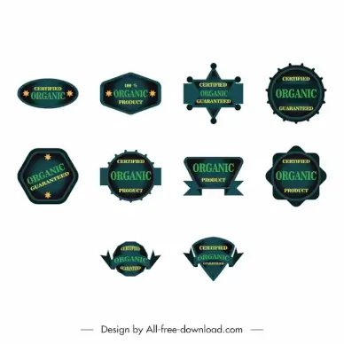 organic label icon sets elegant symmetric shapes sketch