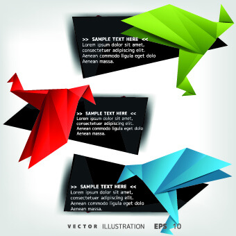 origami bird and text boxes vector