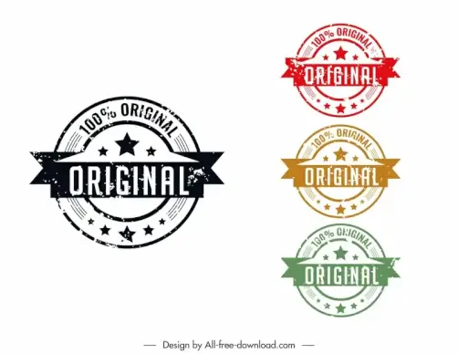 original copy stamps collection retro ribbon stars symmetry