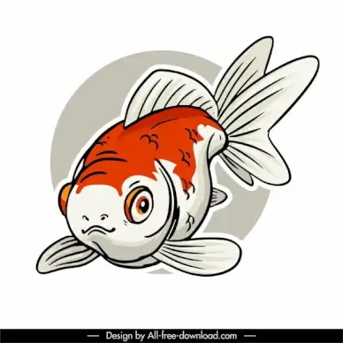 ornamental fish icon classic handdrawn sketch