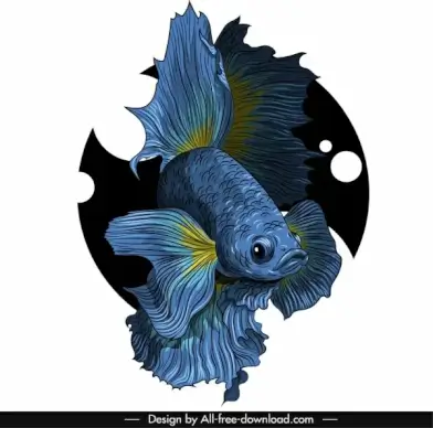 ornamental fish icon elegant gaudy design 3d sketch
