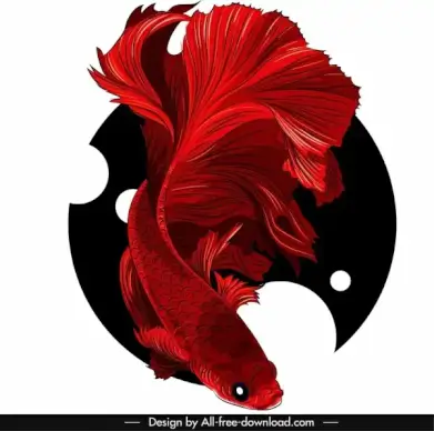 ornamental fish painting red gaudy 3d sketch