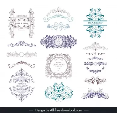 ornate vintage design elements symmetric elegant shapes