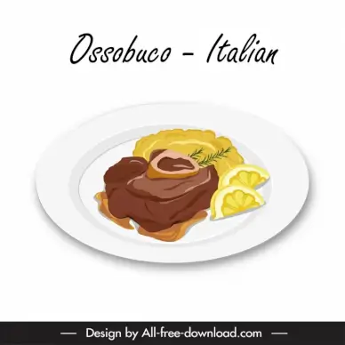 ossobuco alla milanese cuisine advertising poster classical elegance decor