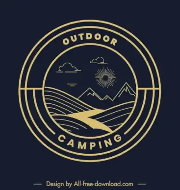 outdoor camping logotype dark flat nature elements sketch