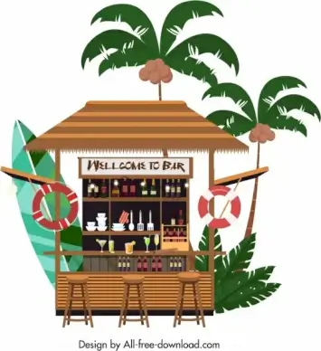 outdoor summer bar template classical flat design