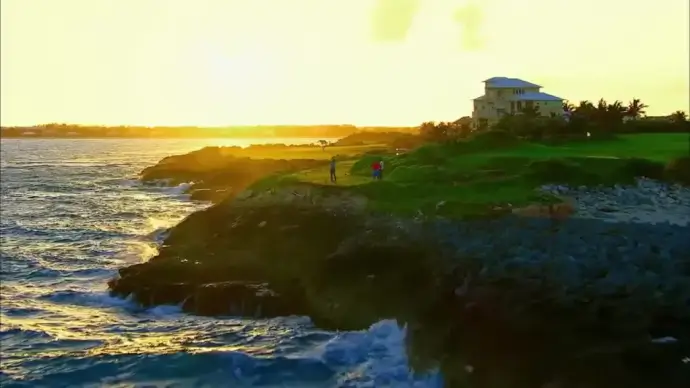 overview clip of beautiful beach golf course