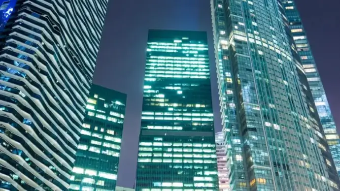 overview of bright modern architectures in downtown