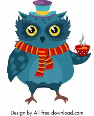owl animal icon stylized cartoon sketch