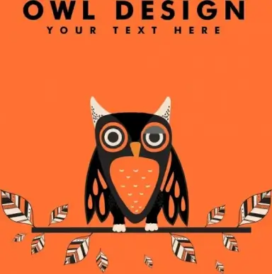 owl background orange design tribal feathers decoration